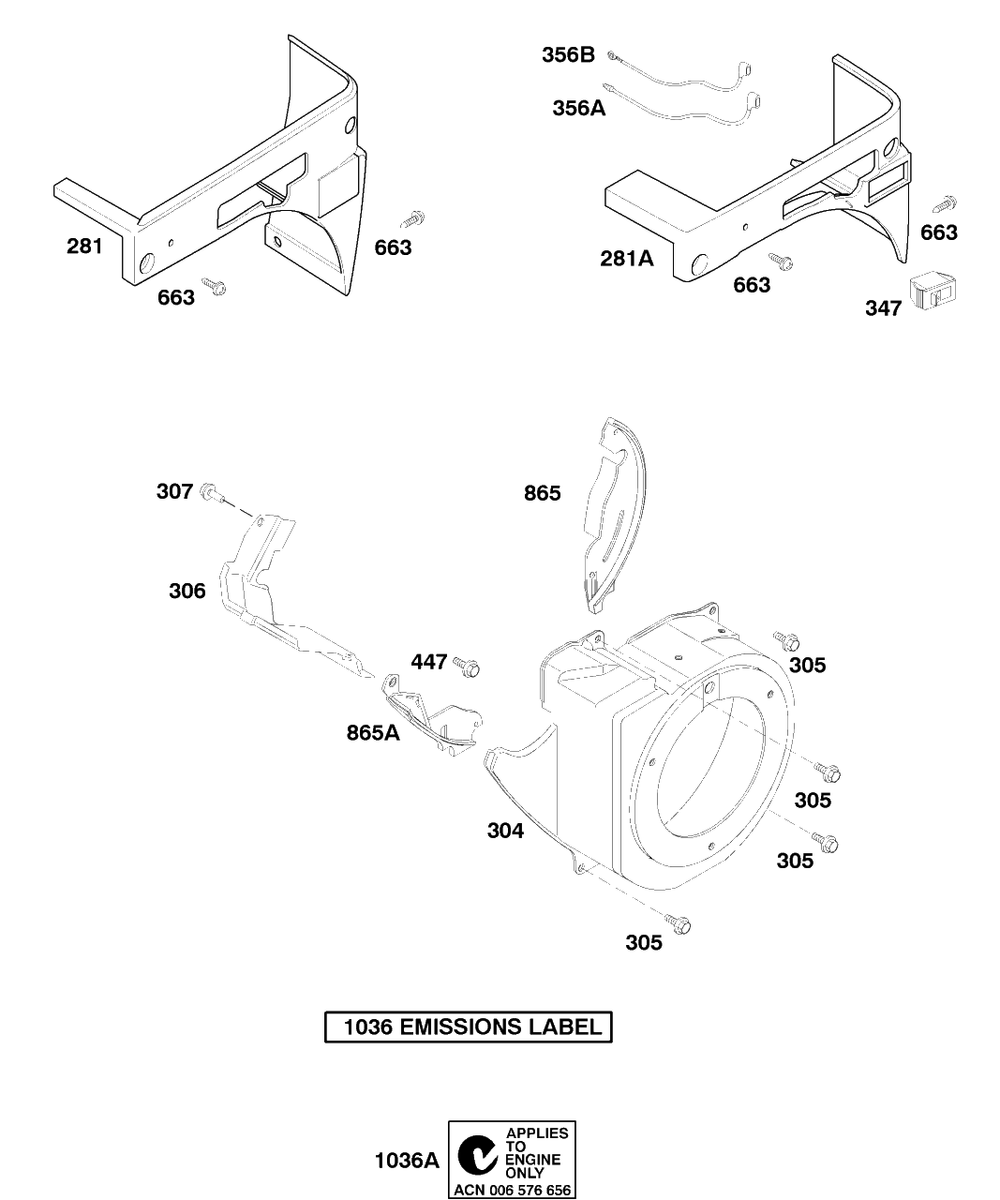Blower Housing Diagram and Parts List for 86432-0136-E1  Briggs and Stratton Engine